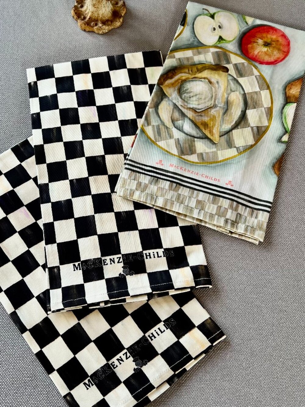 3 MacKenzie-Childs Courtly Check & Apple Pie Dish Towels